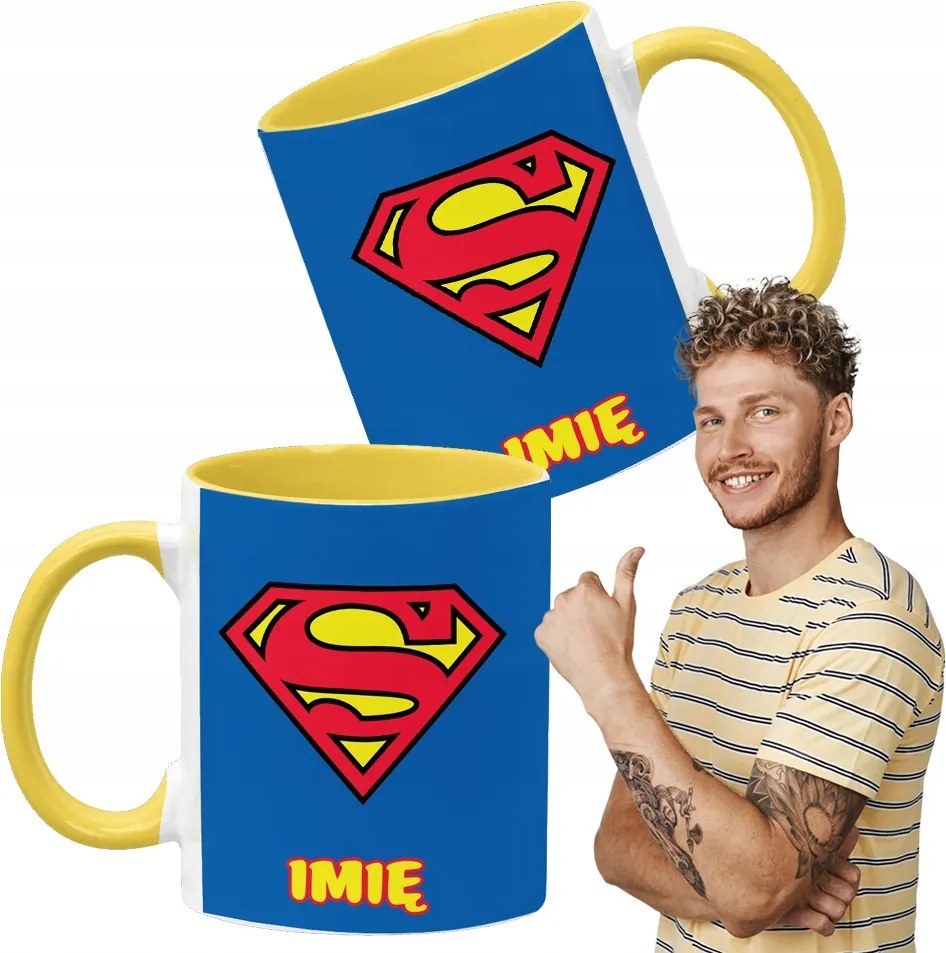 Kerámia bögre Sárga 330 ML Superman Az Ön Neve