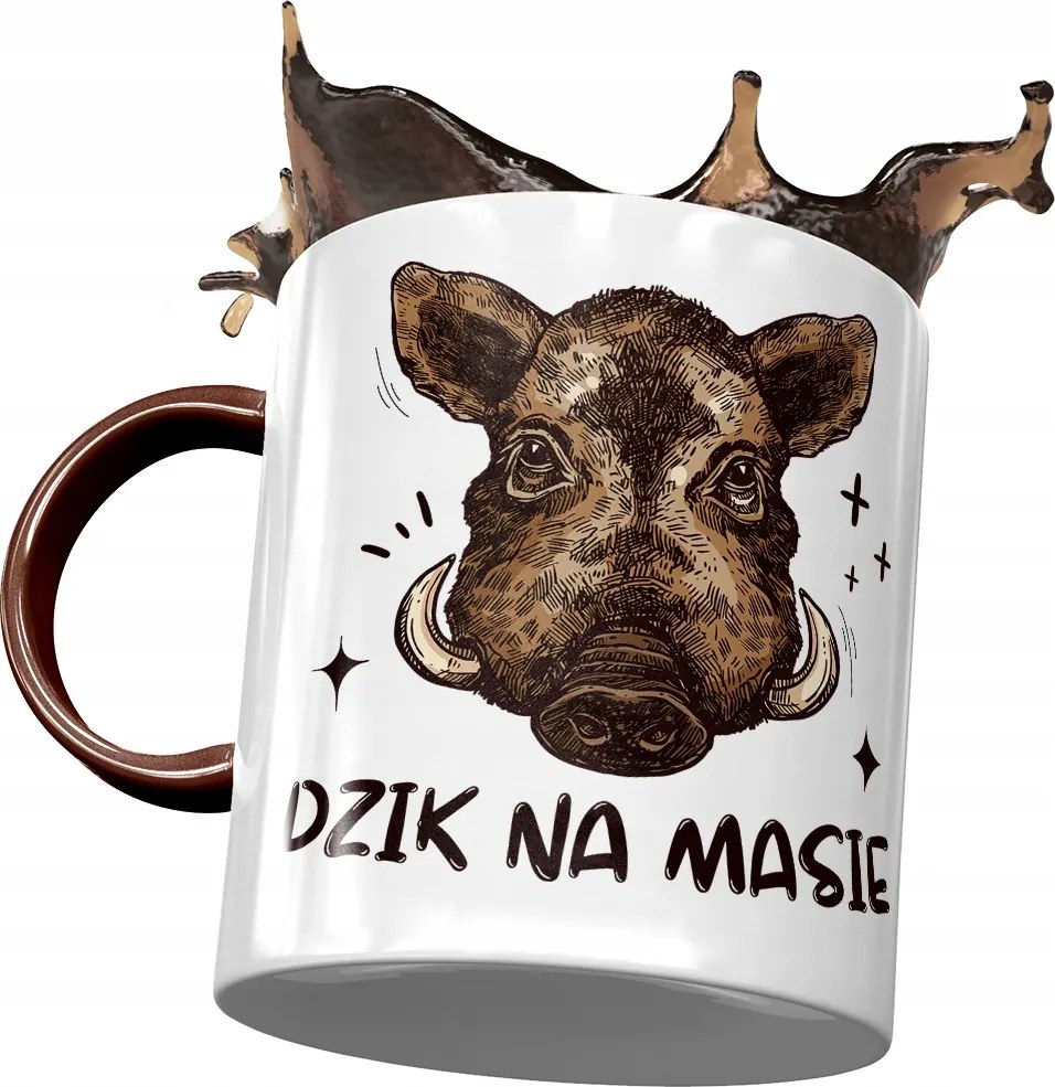 Bordó Bögre Vicces Vaddisznó Tömegben Nyomtatott Fotóval