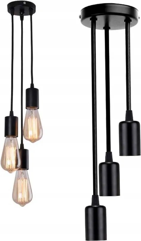 Zwis Edison Loft függesztett mennyezeti lámpa 3x E27