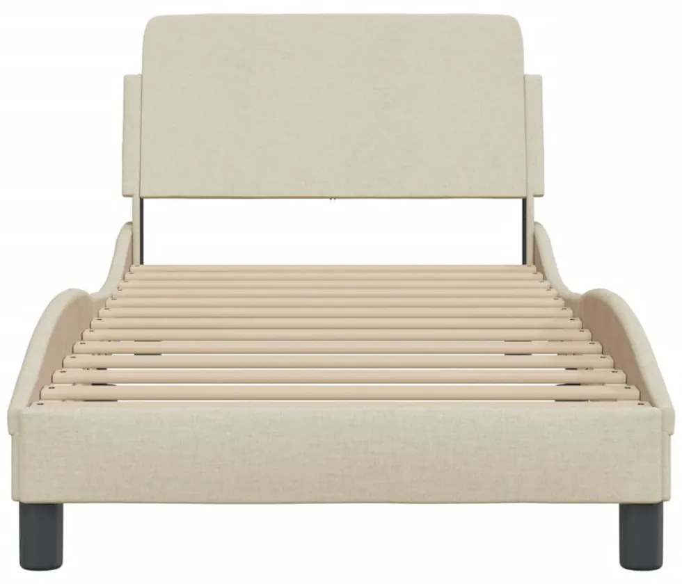 krémszínű szövet ágykeret fejtámlával Dover 90x200 cm