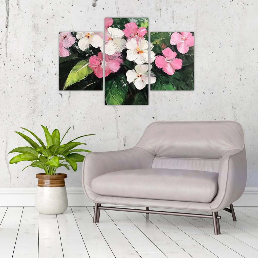 Kép - Rózsaszín és fehér virágok (90x60 cm)