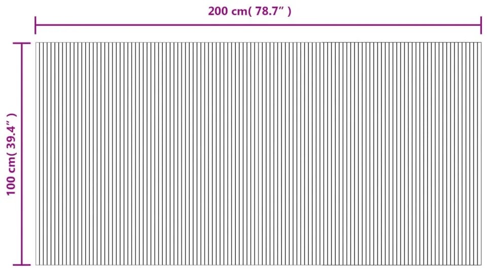 négyszögletű barna bambusz szőnyeg 100 x 200 cm