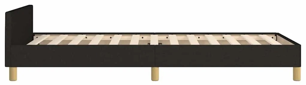 fekete szövet ágykeret fejtámlával matrac nélkül 90x190 cm