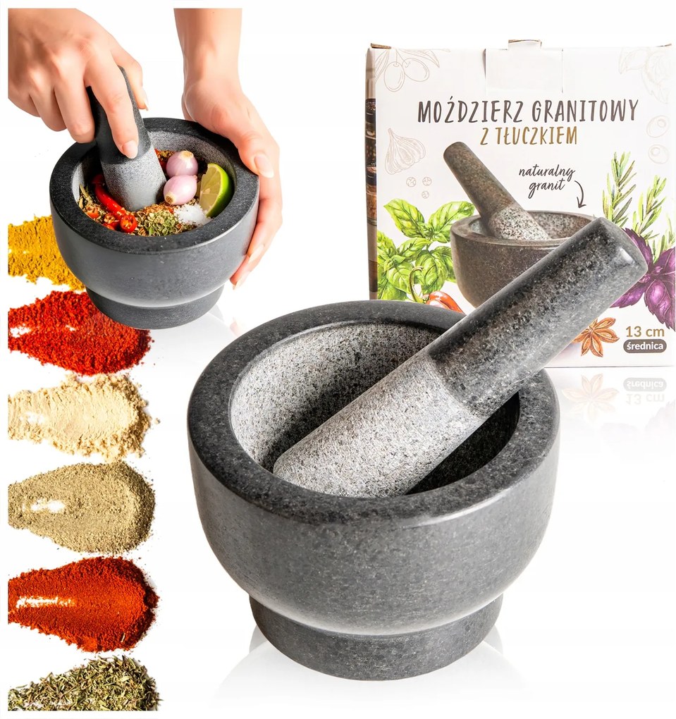 Gránit konyhai fűszer mozsár zúzófejjel Nehéz 2,5 Kg