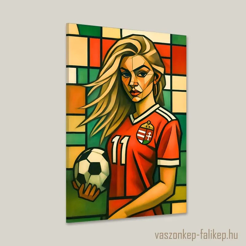 Hajrá Magyarok – Szőke lány labdával falikép | Modern patriotizmus 40x60cm