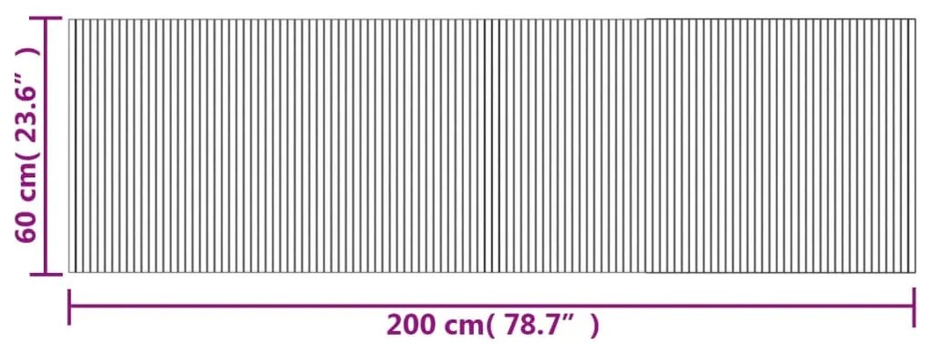 négyszögletű fekete bambusz szőnyeg 60 x 200 cm