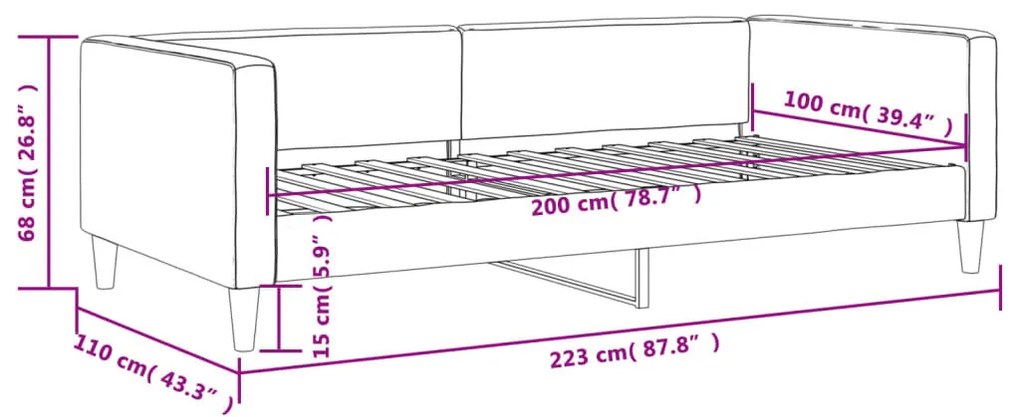 sötétszürke szövet kanapéágy 100 x 200 cm