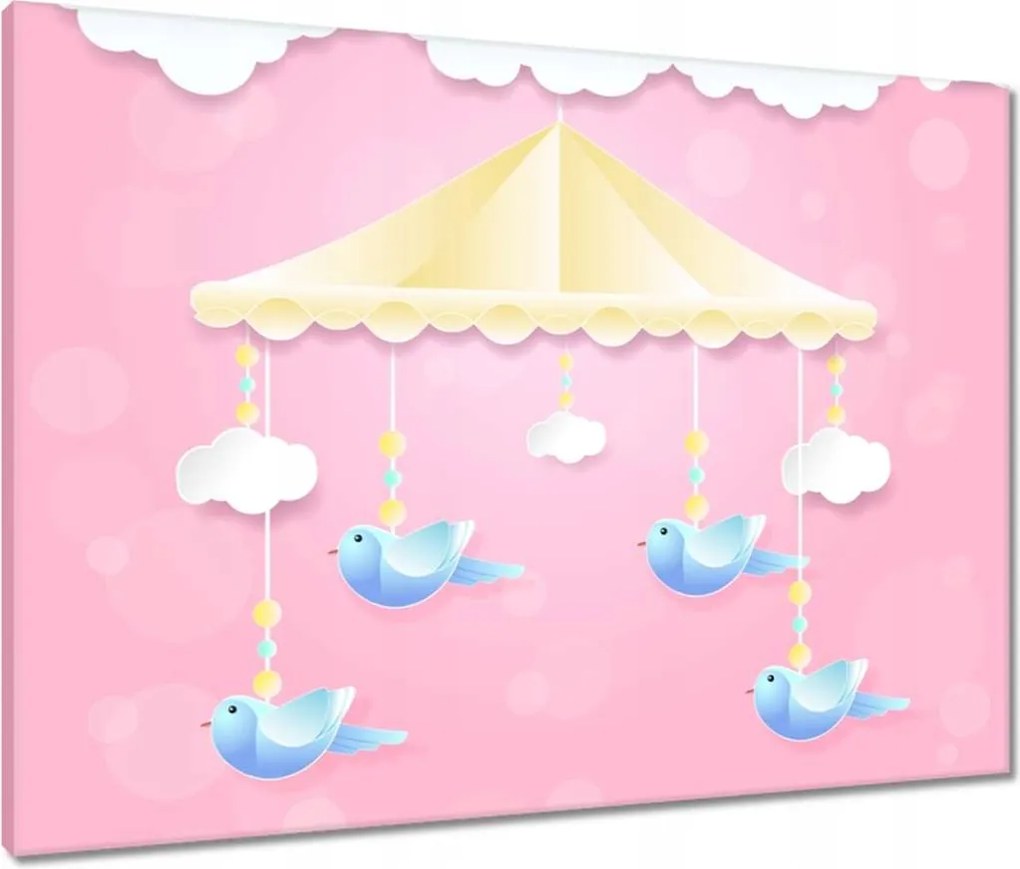 Vászonkép 80x60 Aranyos körhinta madárkákkal