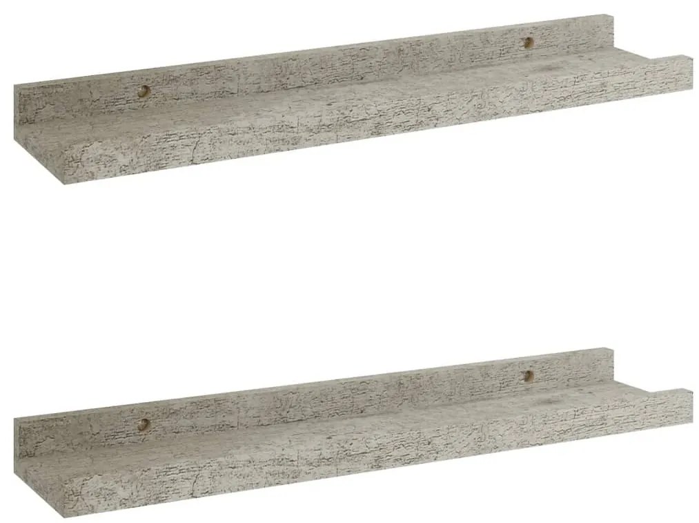 2 db betonszürke fali polc 40 x 9 x 3 cm