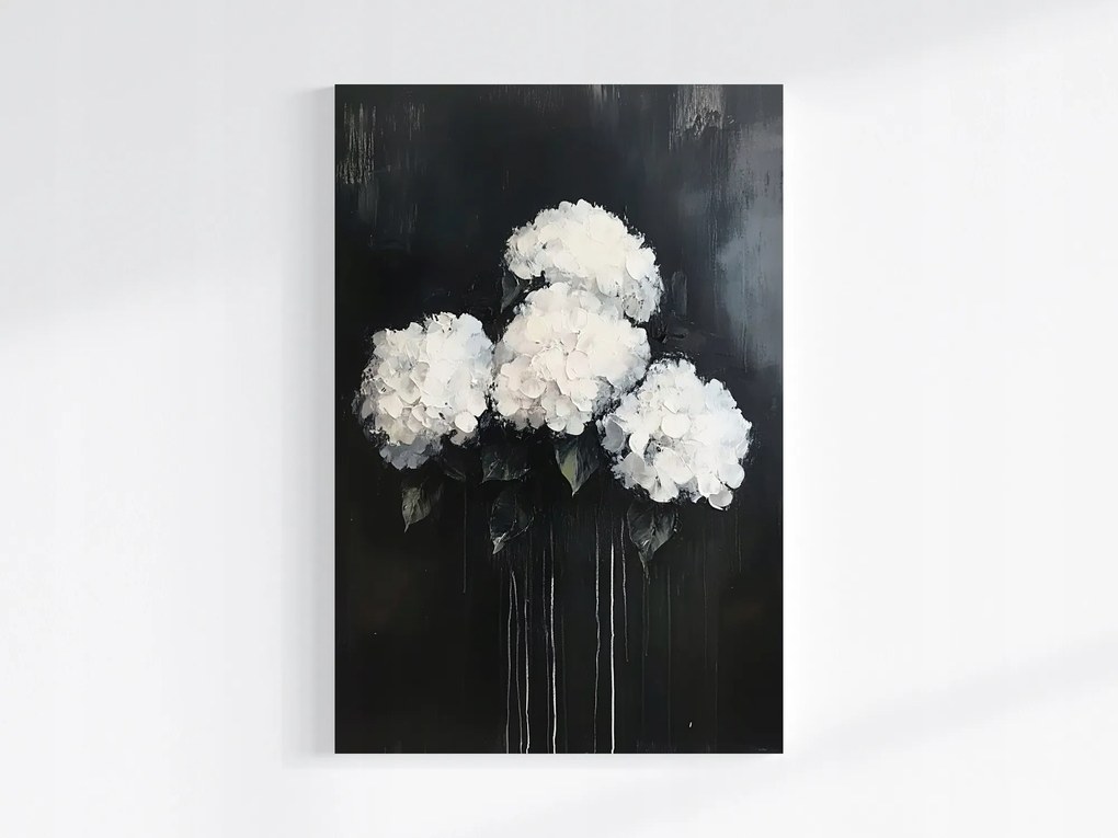 Vászonkép Canvas Grafika Kert Virágok Fehér Hortenzia Csokor 80x120