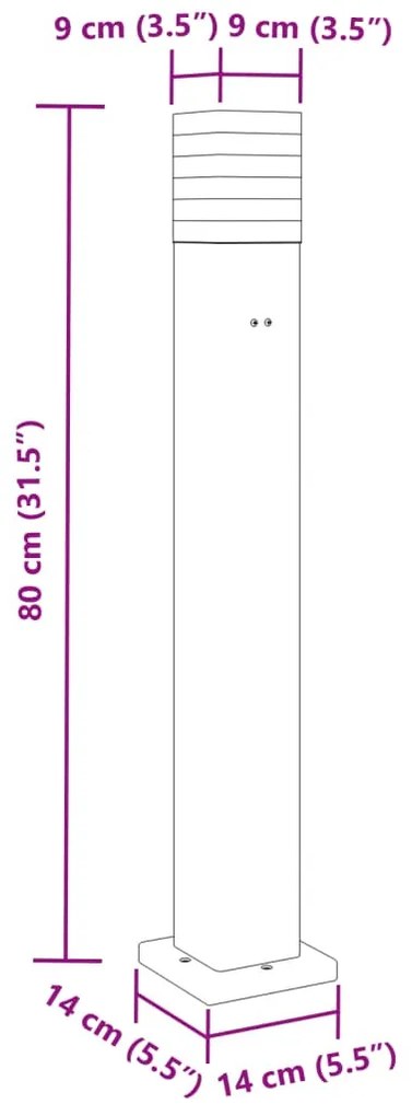 fekete alumínium kültéri állólámpa aljzattal 80 cm