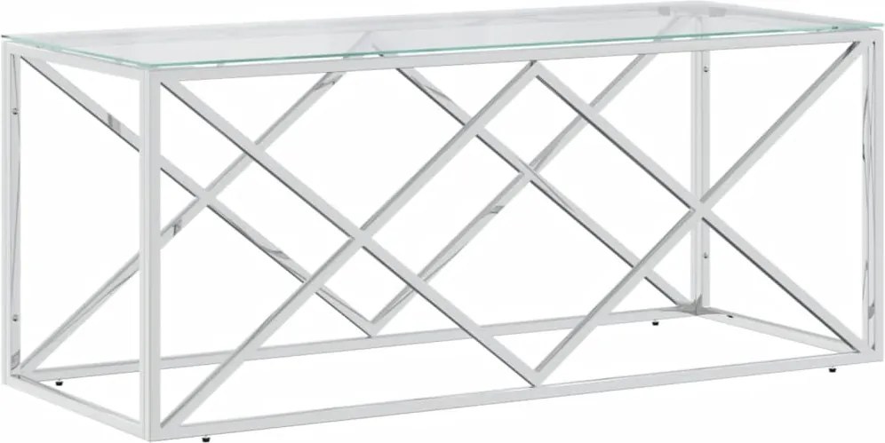 vidaXL üveg és rozsdamentes acél dohányzóasztal 110x45x45 cm