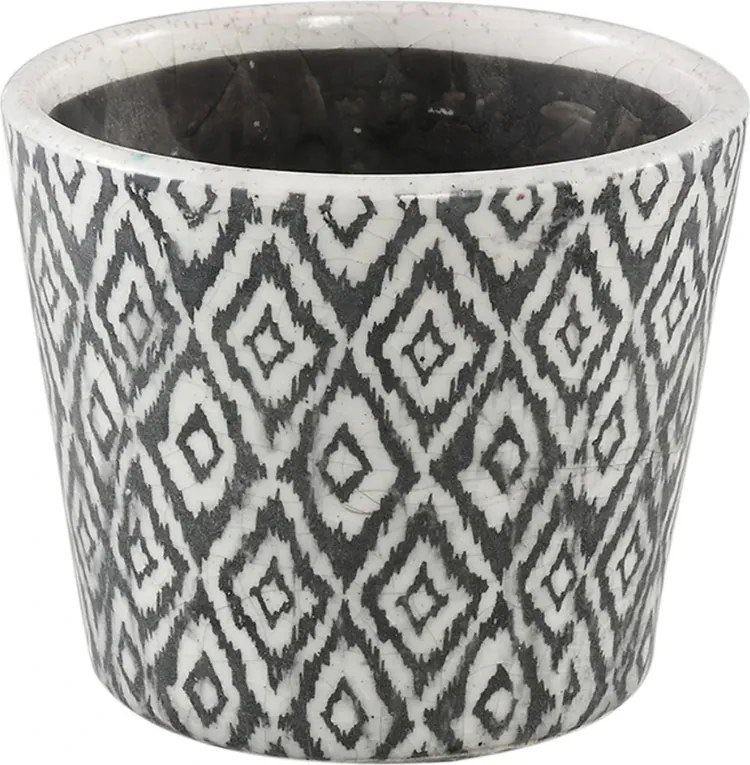 Beire kerek kerámia kaspó, fehér-fekete Méret: L