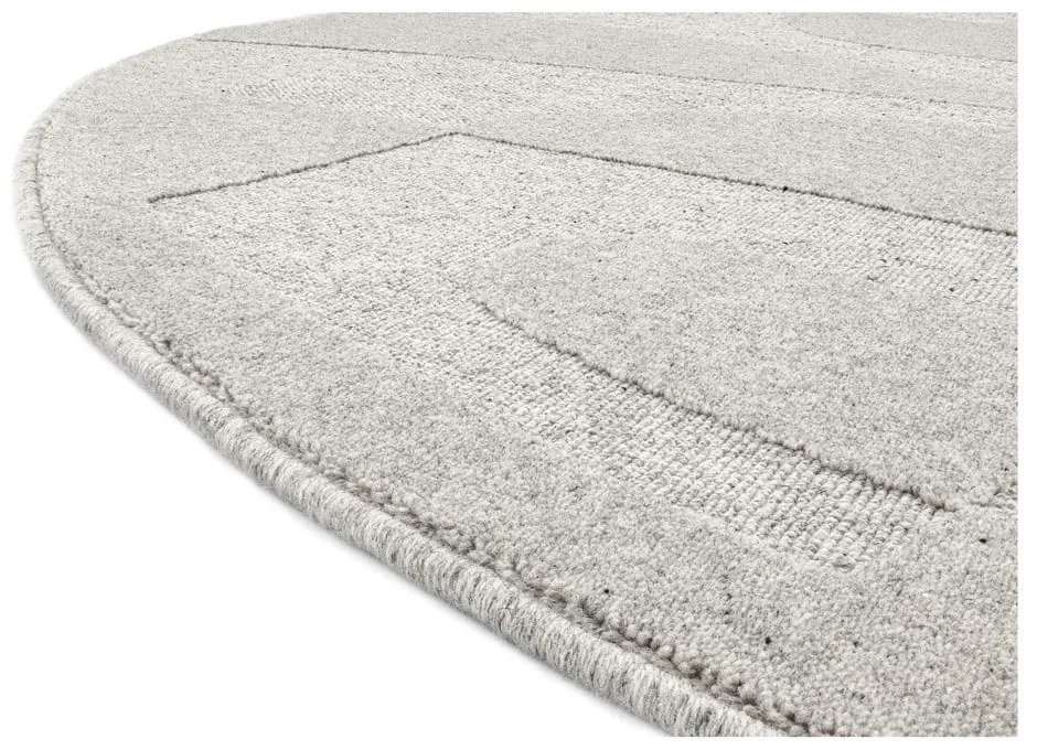 Világosszürke gyapjú kerek szőnyeg ø 120 cm Morphic Botanica – Agnella