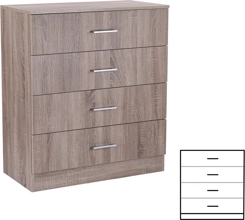 Miami komód 4 fiókos 80x92 cm yorki tölgy-yorki tölgy