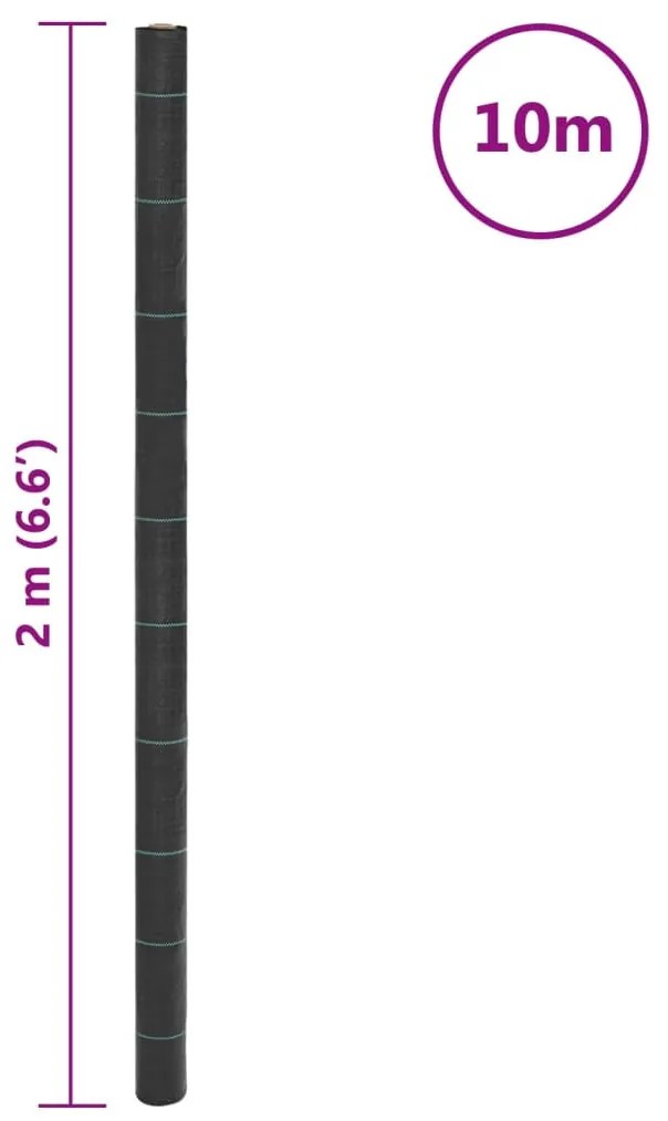 fekete PP talajtakaró membrán 2x10 m