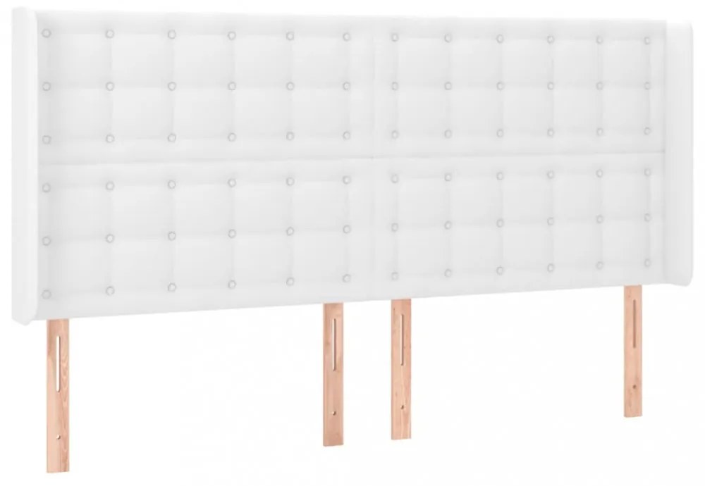 fehér műbőr fejtámla szárnyakkal 203x16x118/128 cm