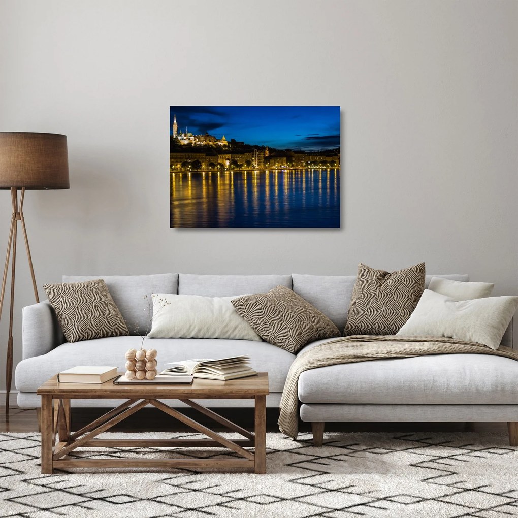 Éjszakai város képe (üvegen) (70x50 cm)
