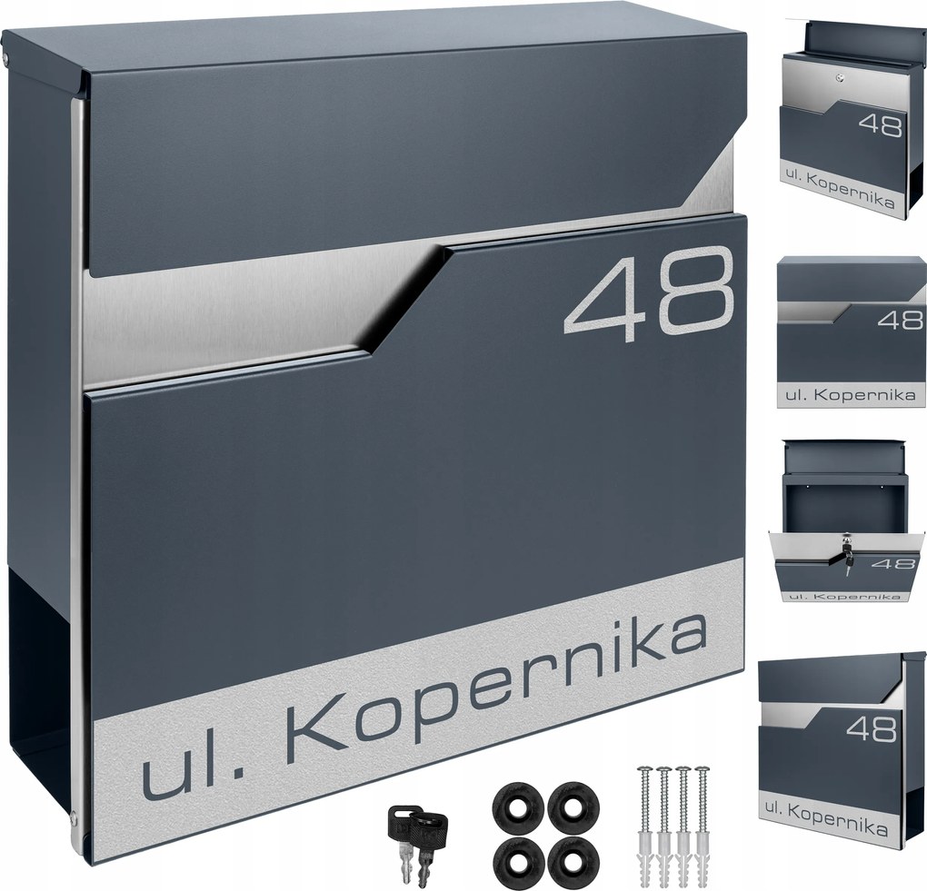 Postaláda Házszámmal, Személyre Szabható Acél Tábla