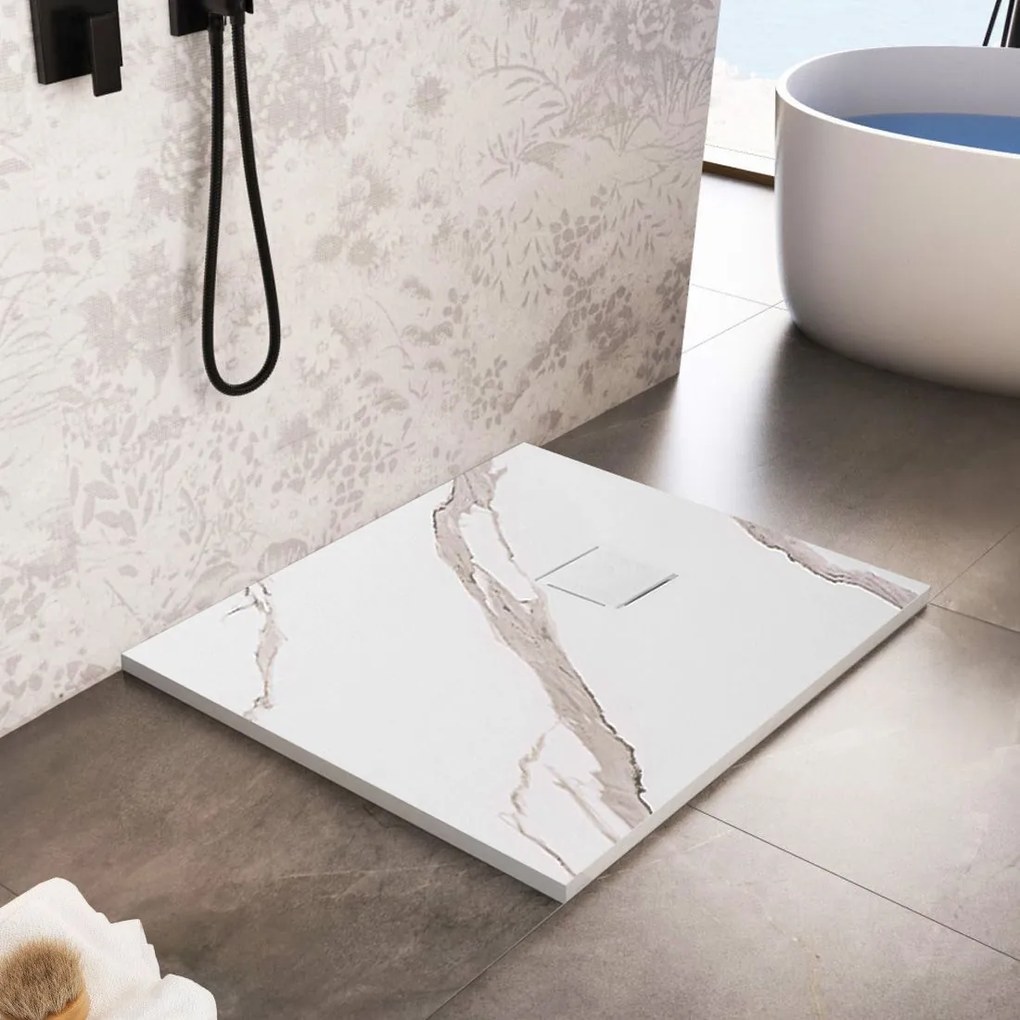 Zuhanytálca Magnum CARRARA WHITE 90x90