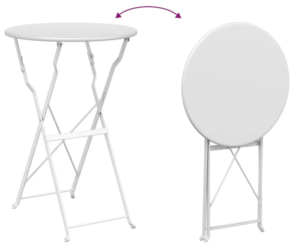 Összecsukható Bisztróasztal Fehér Ø50x71 cm Porbevonatos Acél