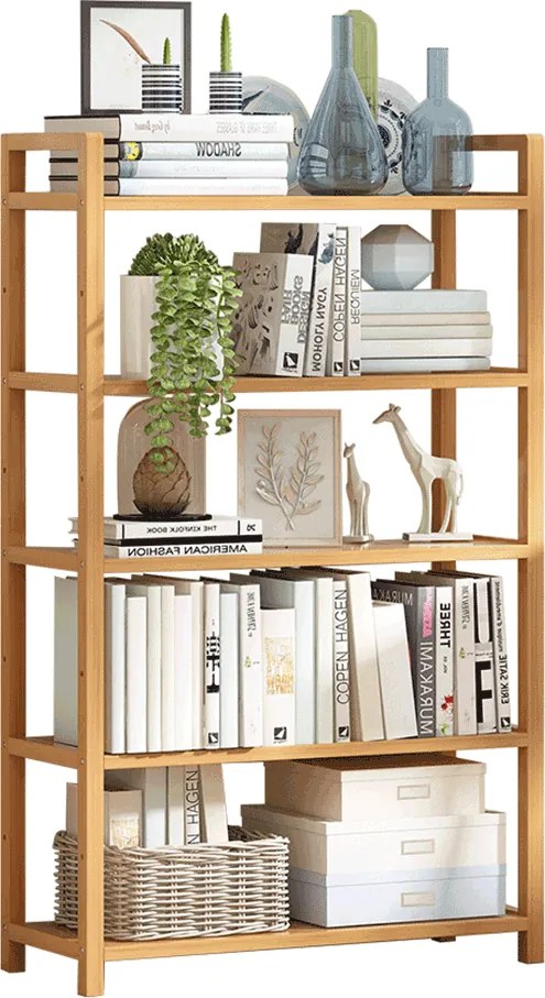 5 polcos polcállvány, természetes bambusz, FIORE TYP 3