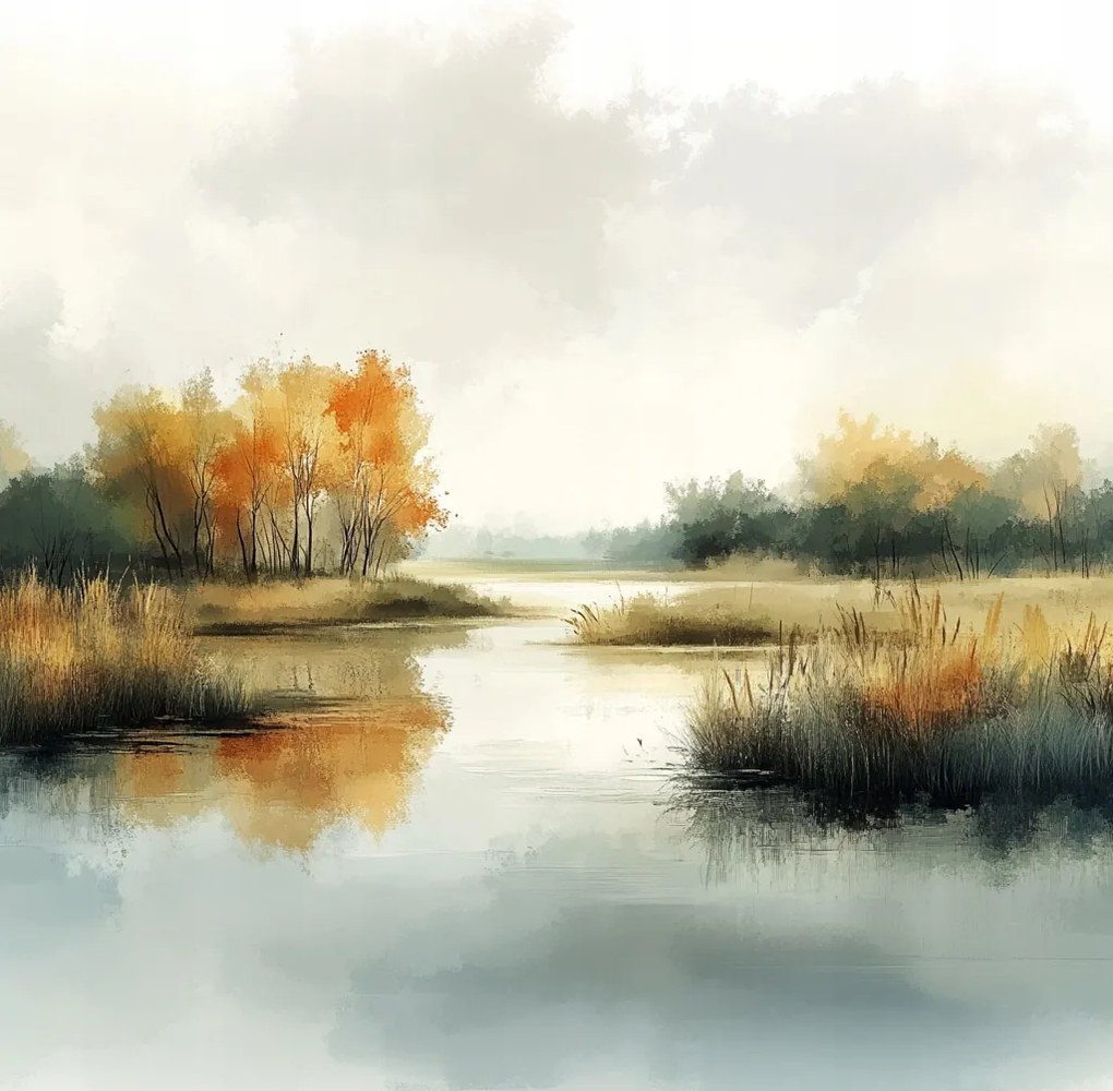 Vászonkép Canvas Tájkép Kilátás Folyó Fák Ősz 80x80