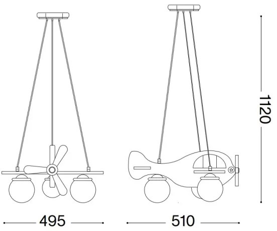 Ideal Lux - Gyerek függeszték AVION 3xE14/28W/230V kék