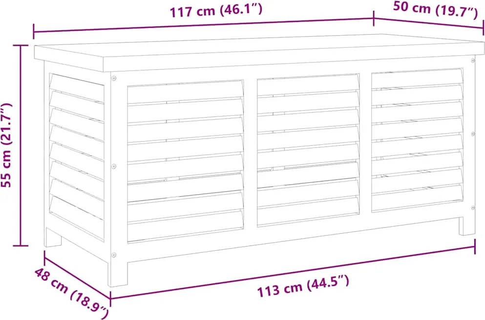 Tömör Eukaliptuszfa Kerti Tárolóláda 117 X 50 X 55 Cm
