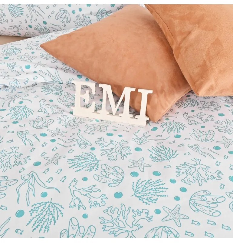 EMI Sea türkiz pamut ágyneműhuzat, A standard egyszemélyes ágy szett tartalma: 1x 140x200 + 1x 70x90