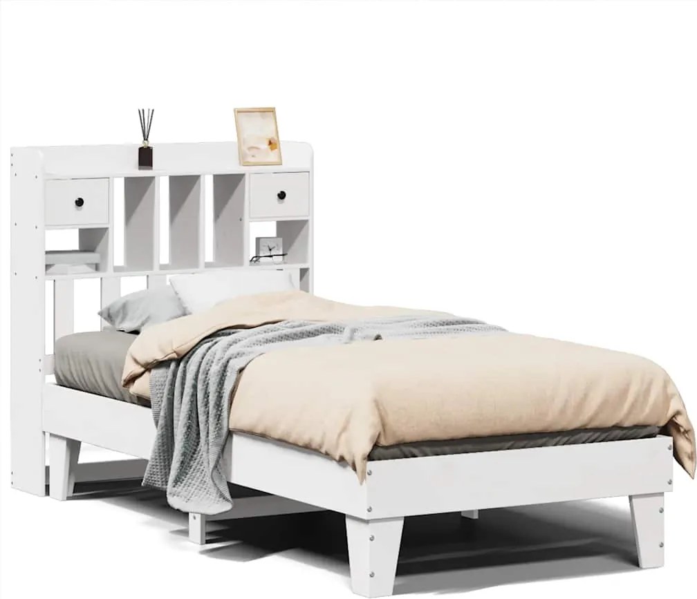vidaXL fehér tömör fenyőfa ágykeret matrac nélkül 90 x 190 cm
