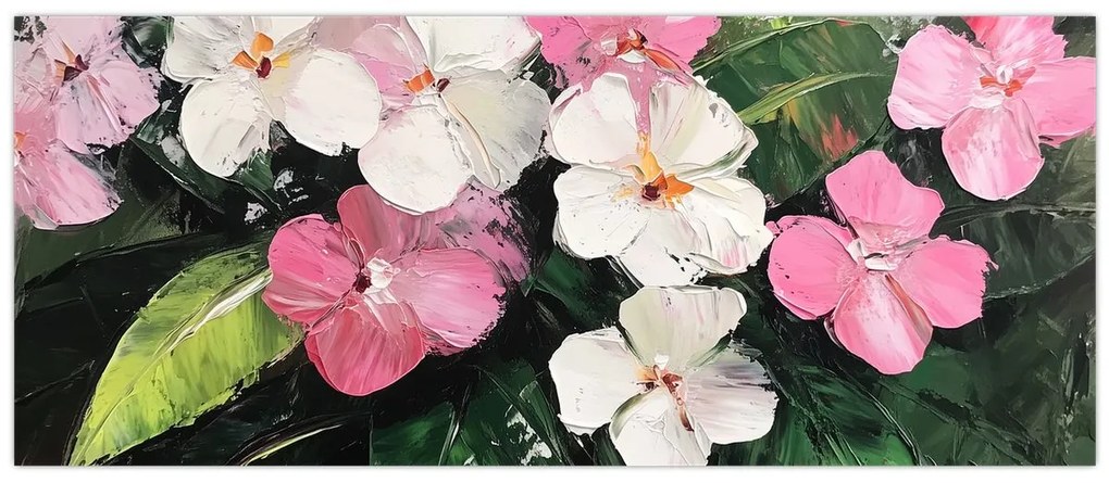 Kép - Rózsaszín és fehér virágok (120x50 cm)