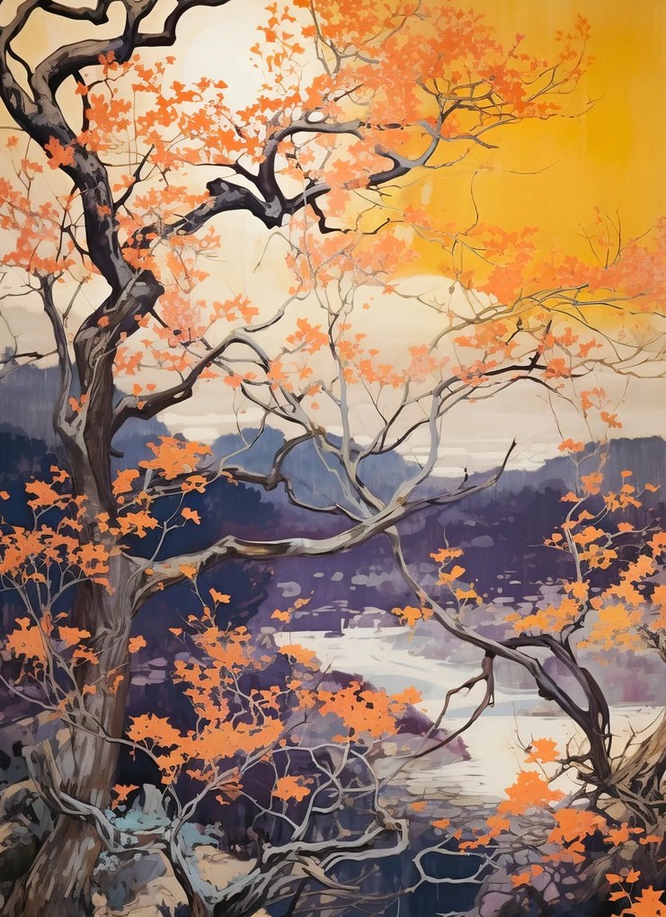 Poszter 40x55cm Arany Ősz a tóparton