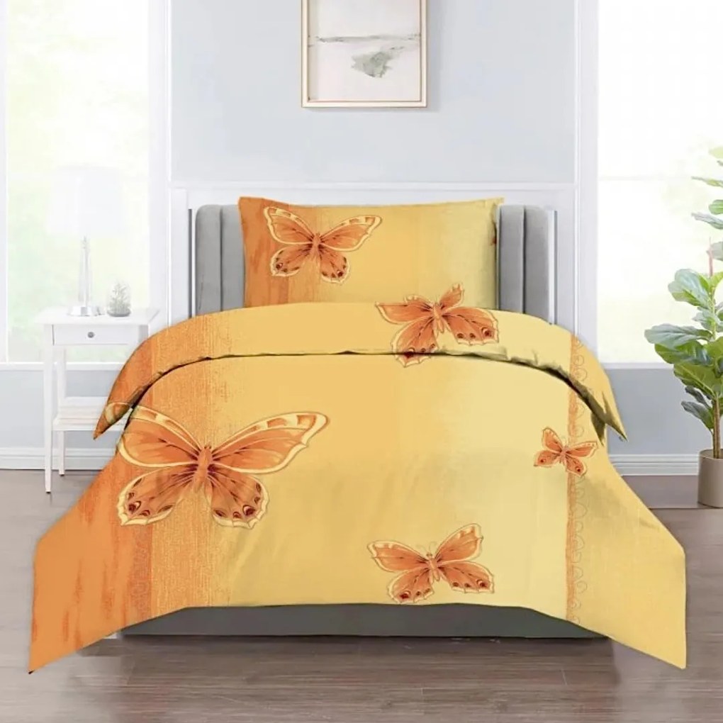Narancssárga pillangók pamut ágyneműhuzat 200x140cm+90x70cm TiaHome