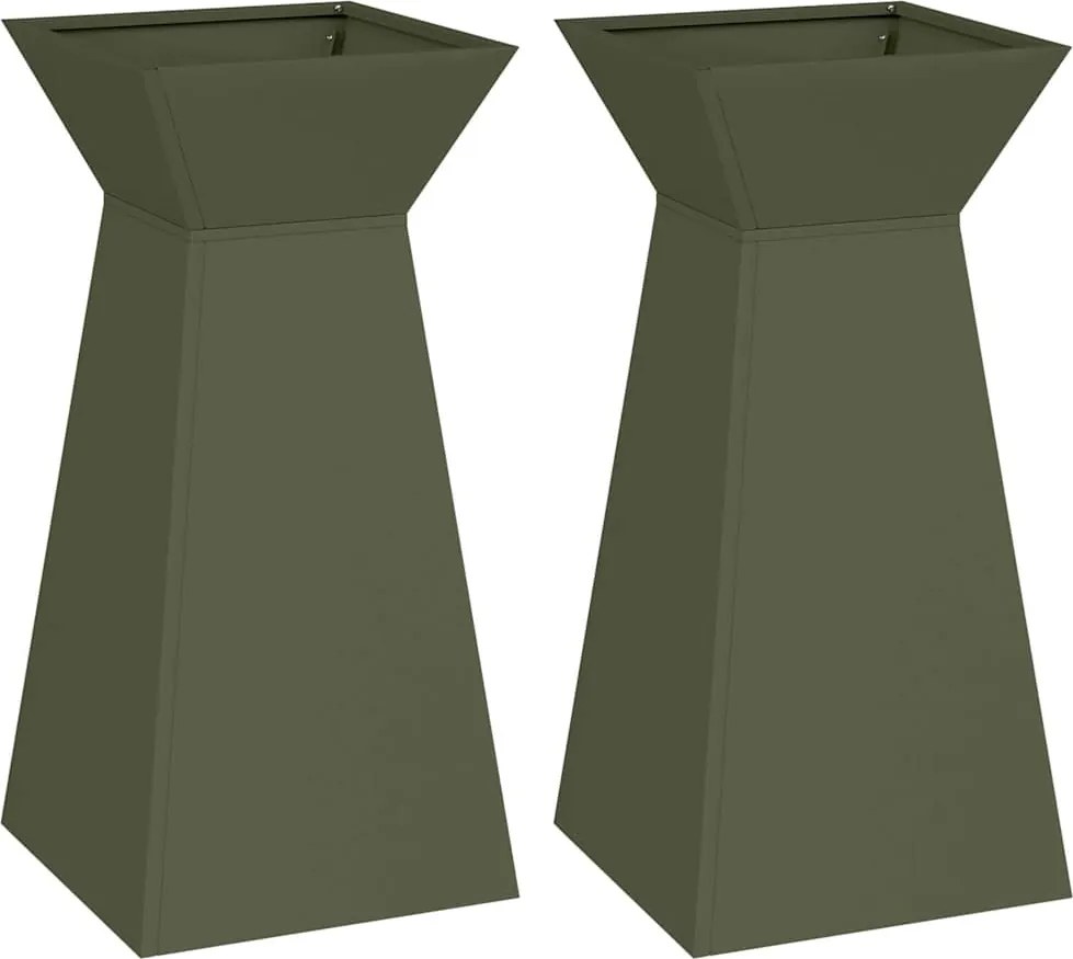 vidaXL Pillér Ültető 2 pcs Olívazöld 35 x 35 x 73 cm