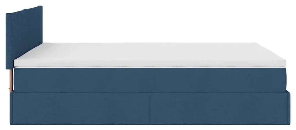 Ottomán ágy matraccal kék 140x190 cm szövet