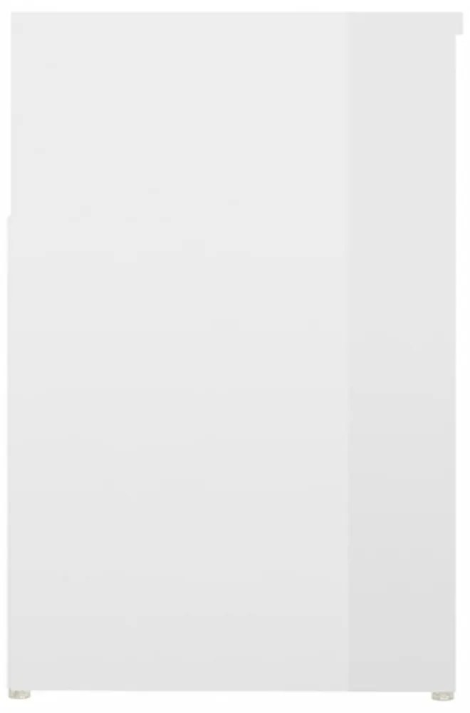 magasfényű fehér szerelt fa cipőtároló pad 80 x 30 x 45 cm