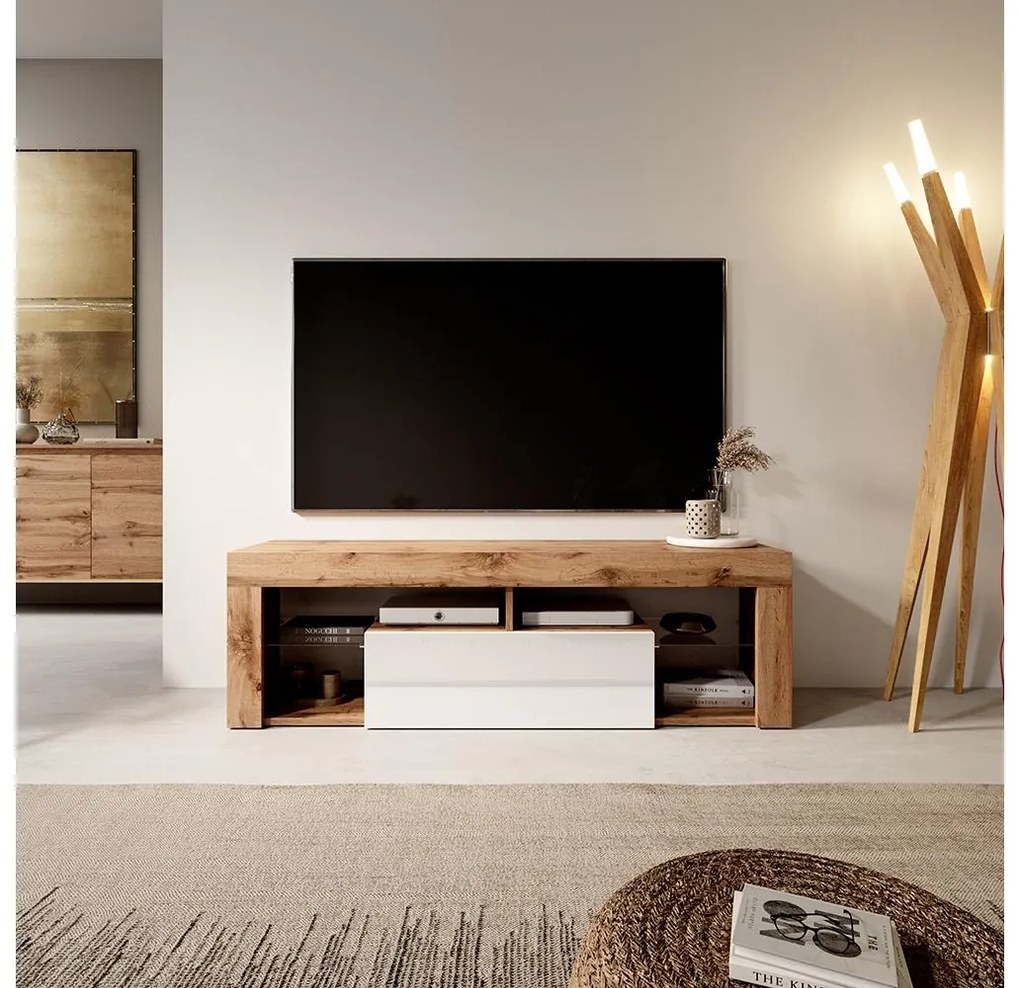 Tv szekrény/asztal Bionca  (lancelot tölgy + fehér). 1098603
