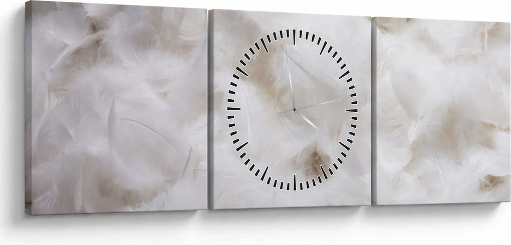 Kép - Fehér tollak (órával) (90x30 cm)