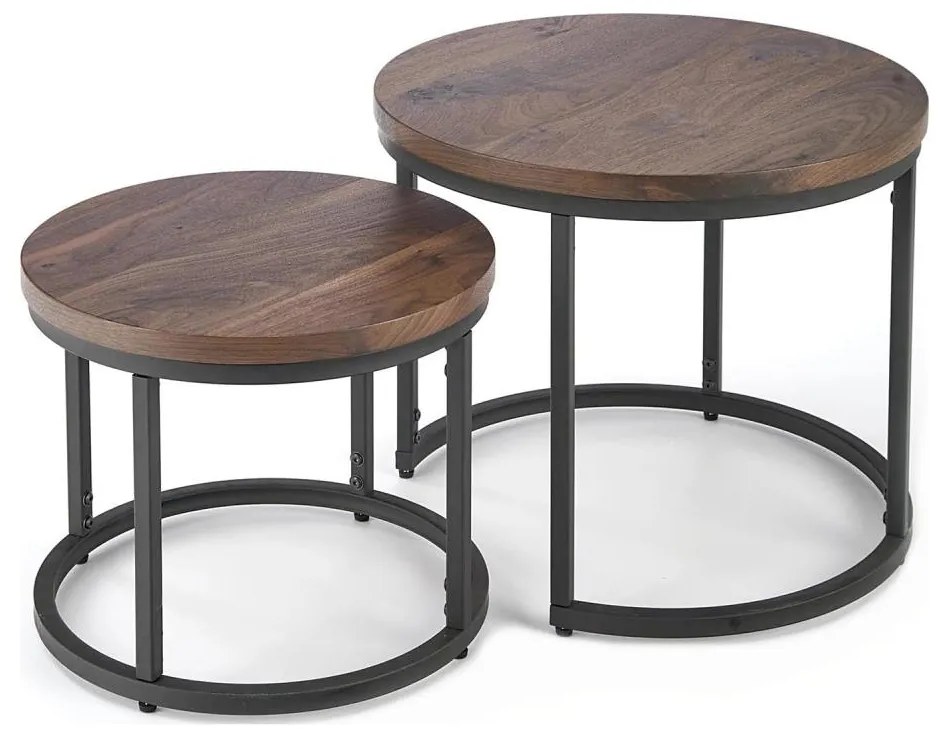 KÉSZLET 2x OREO konferencias asztal, átm. 43/53 cm, fekete/dió