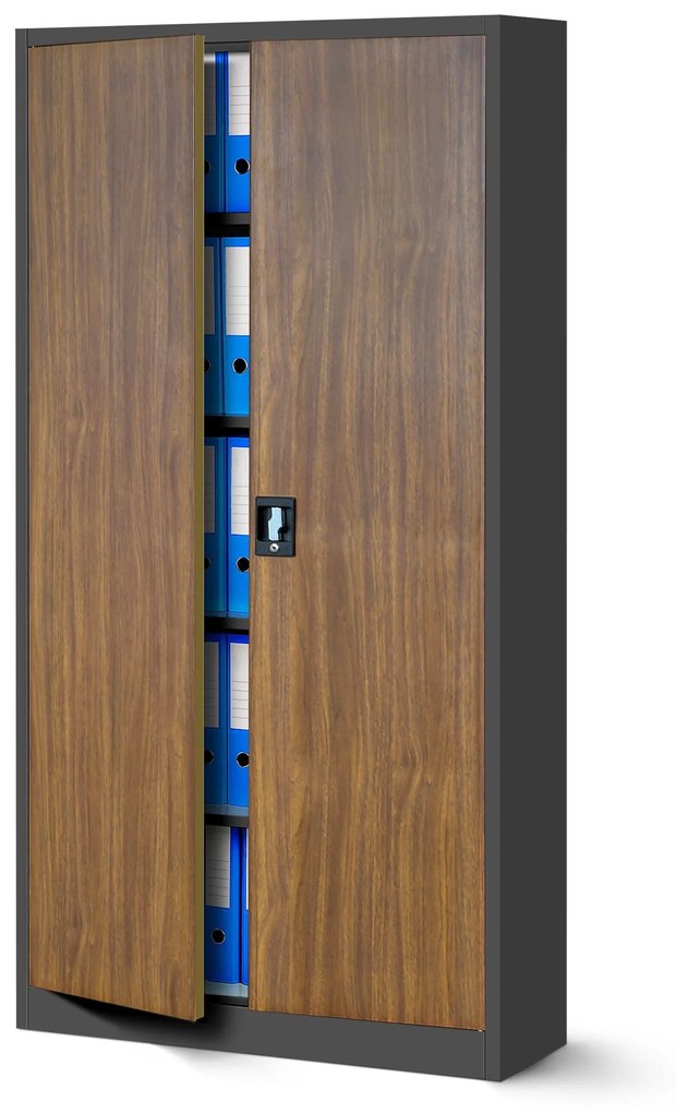 4x JAN fém irodai irattartó szekrény, 900 x 1850 x 400 mm, Eco Design: antracit/ dió