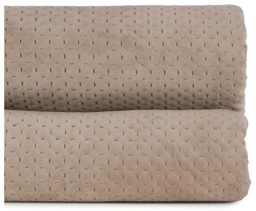 Bézs bársony steppelt ágytakaró 180x260 cm – Ixia