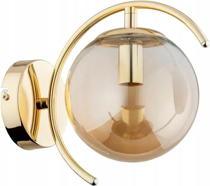Fali lámpa modern glamour arany üveg borostyán gömb Alfa