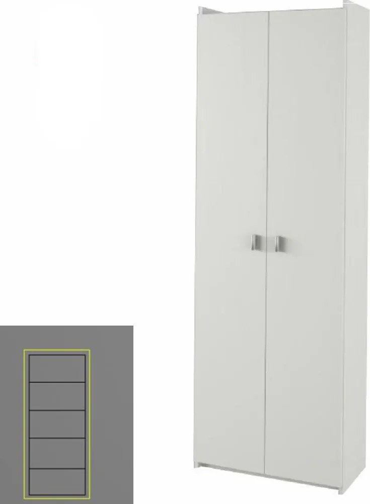 Polcos szekrény, DTD laminált, fehér, NATALI TIP 2