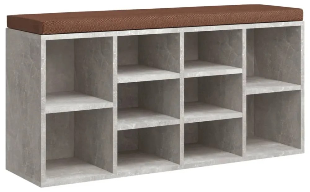 betonszürke szerelt fa cipőtároló pad 103 x 30 x 48 cm