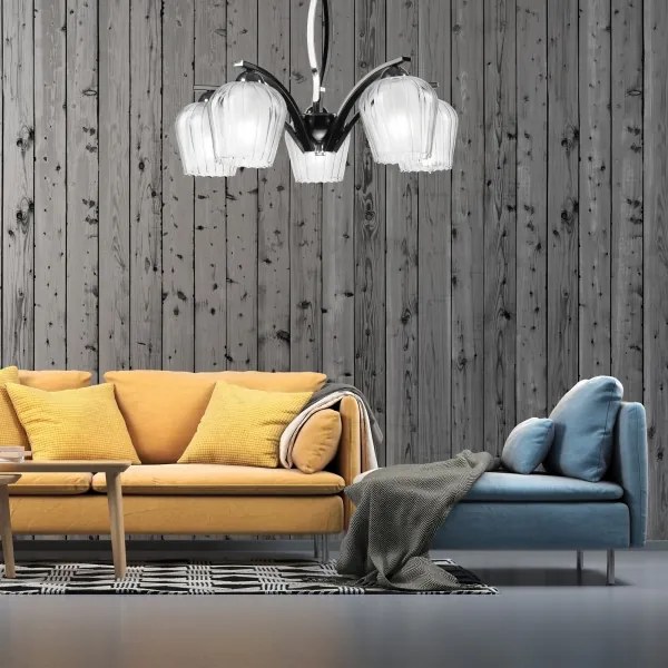 Csillár rúdon PAULA 5xE27/60W/230V fekete