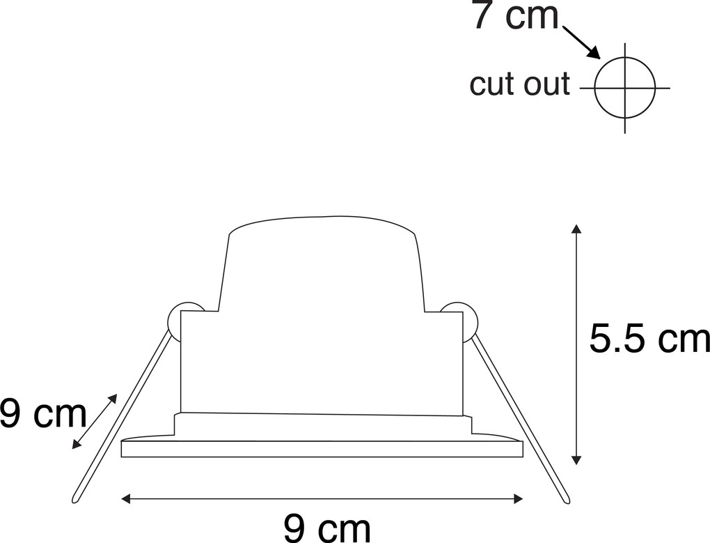 6 darabos modern süllyesztett spotlámpa szett fekete LED-del, 3 lépésben dimmelhető IP65 - Simply