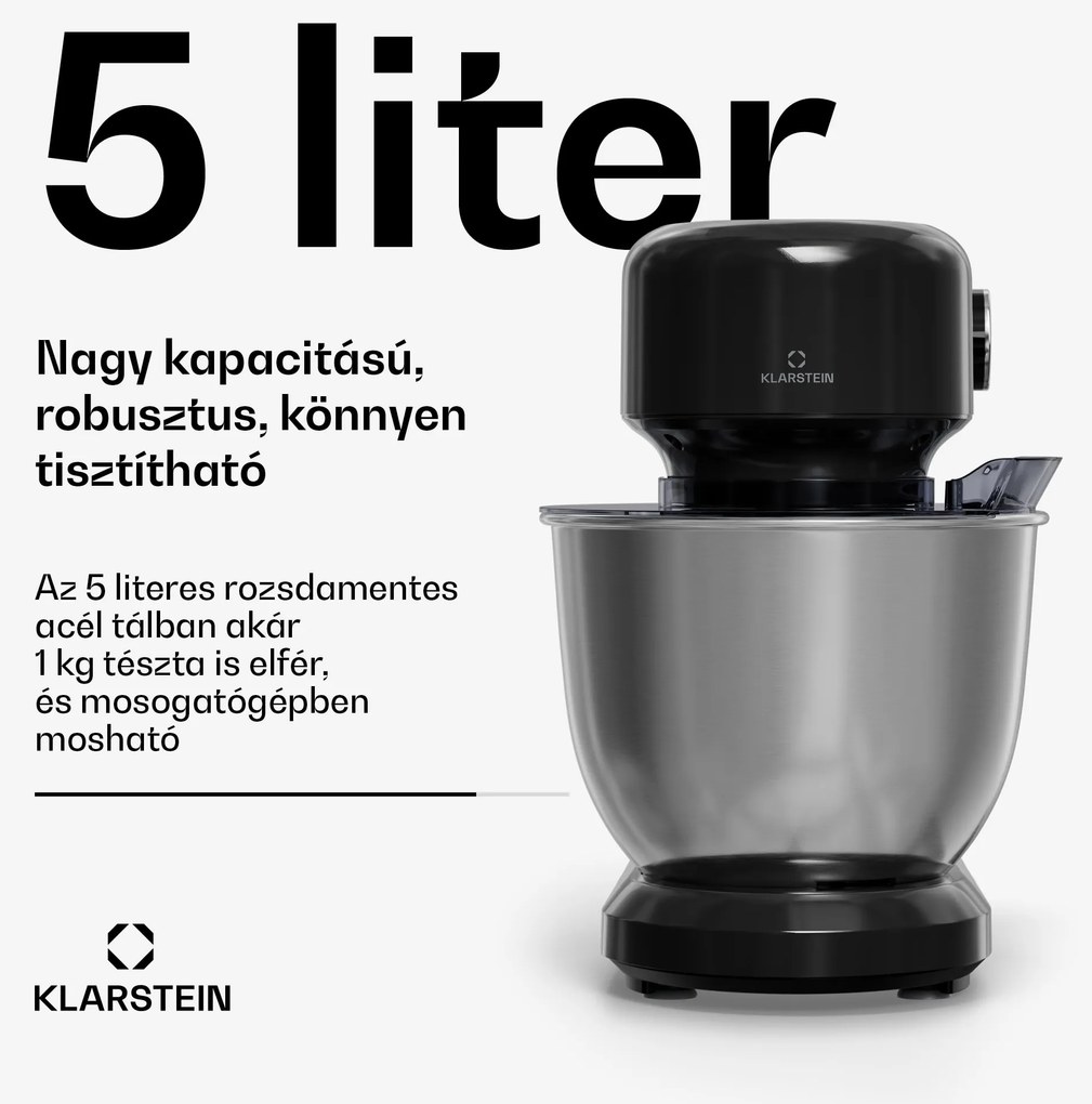 Klarstein Bella Evo konyhai robotgép | bolygókeverő rendszer | 3 keverőfelszerelés | 1500 W | 5 l