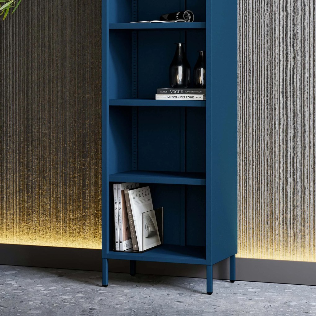 Könyvespolc MARIO, 500 x 1800 x 350 mm, Modern: sötétkék