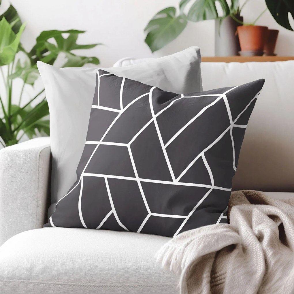 Goldea pamut párnahuzat - mozaik minta, sötétszürke alapon 45 x 45 cm